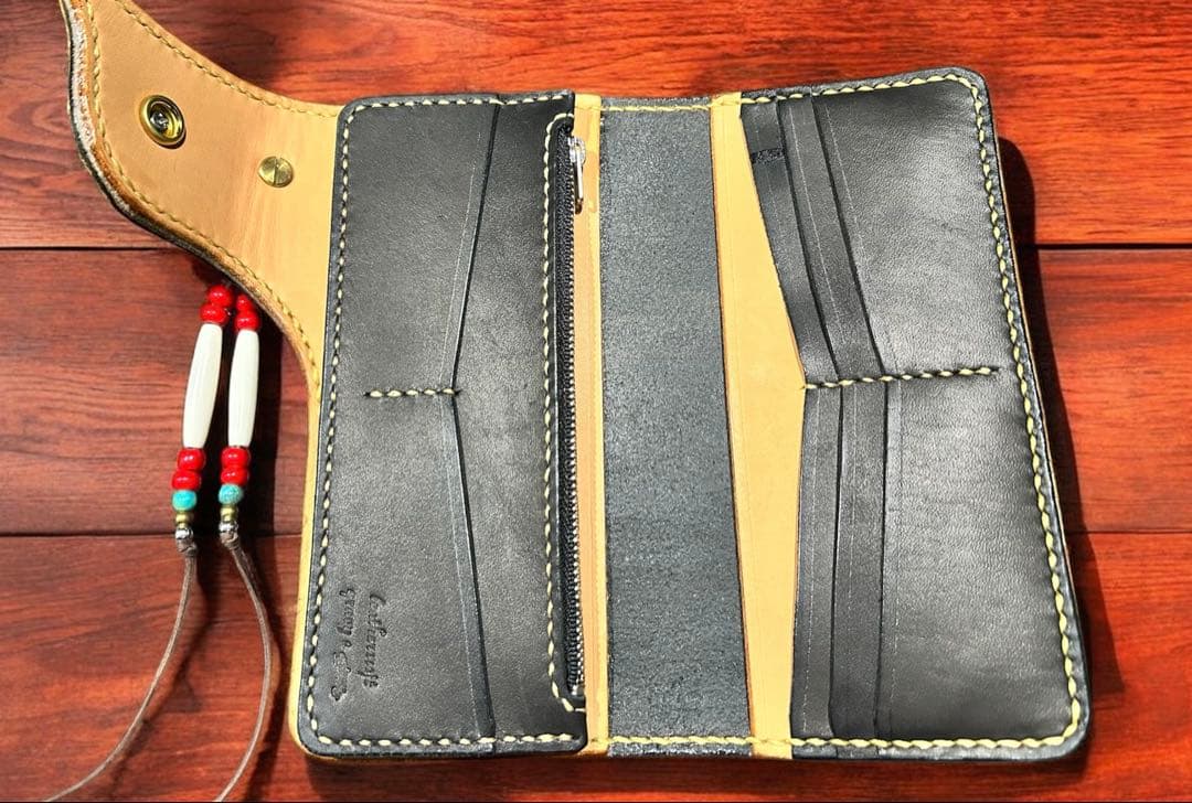 Gravy Leather クロコダイル 長財布 一点モノ 総手縫い バイカー