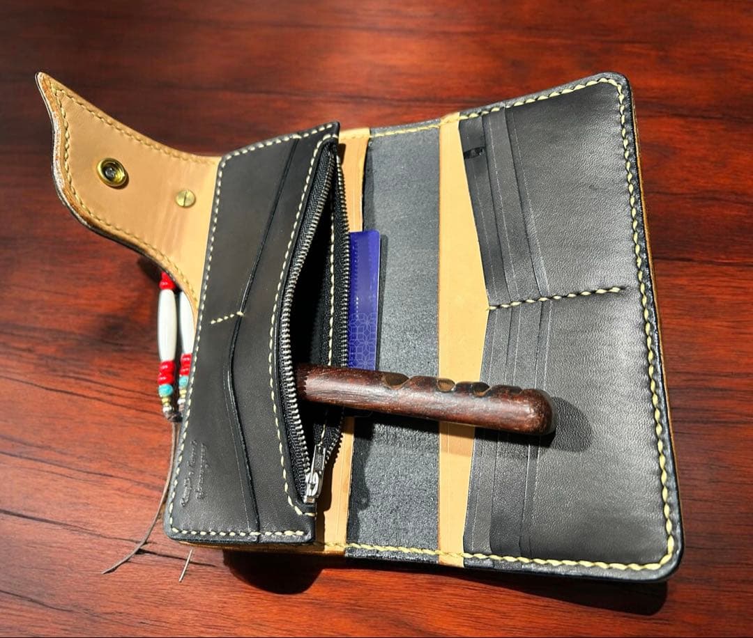 Gravy Leather クロコダイル 長財布 一点モノ 総手縫い バイカー