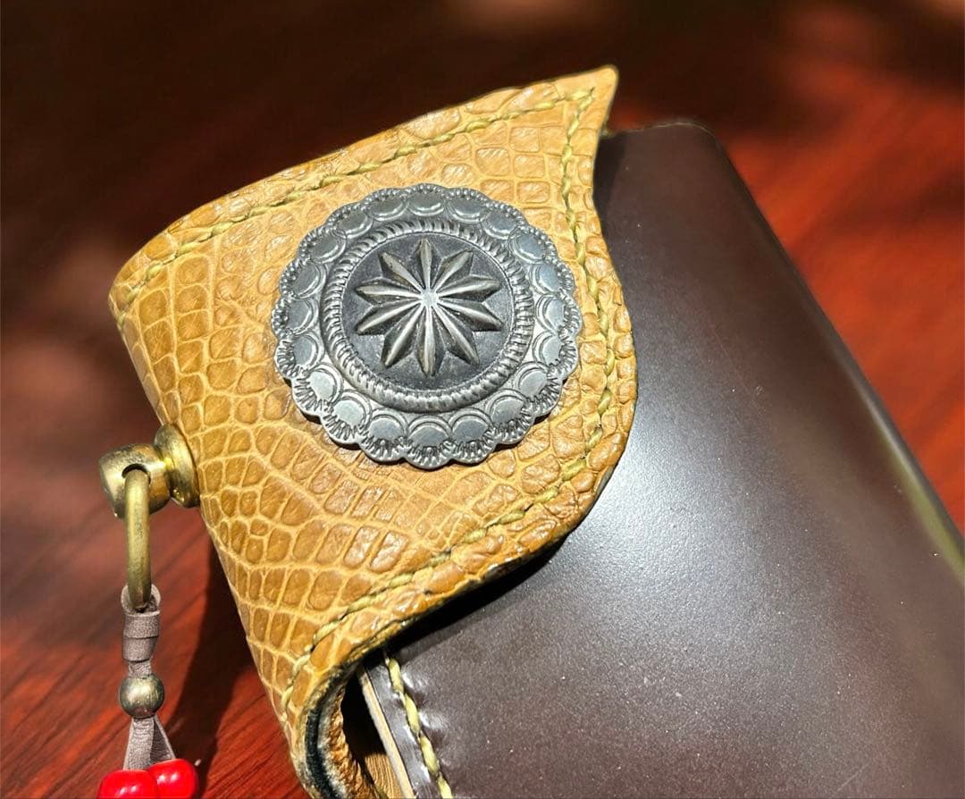 Gravy Leather クロコダイル 長財布 一点モノ 総手縫い バイカー