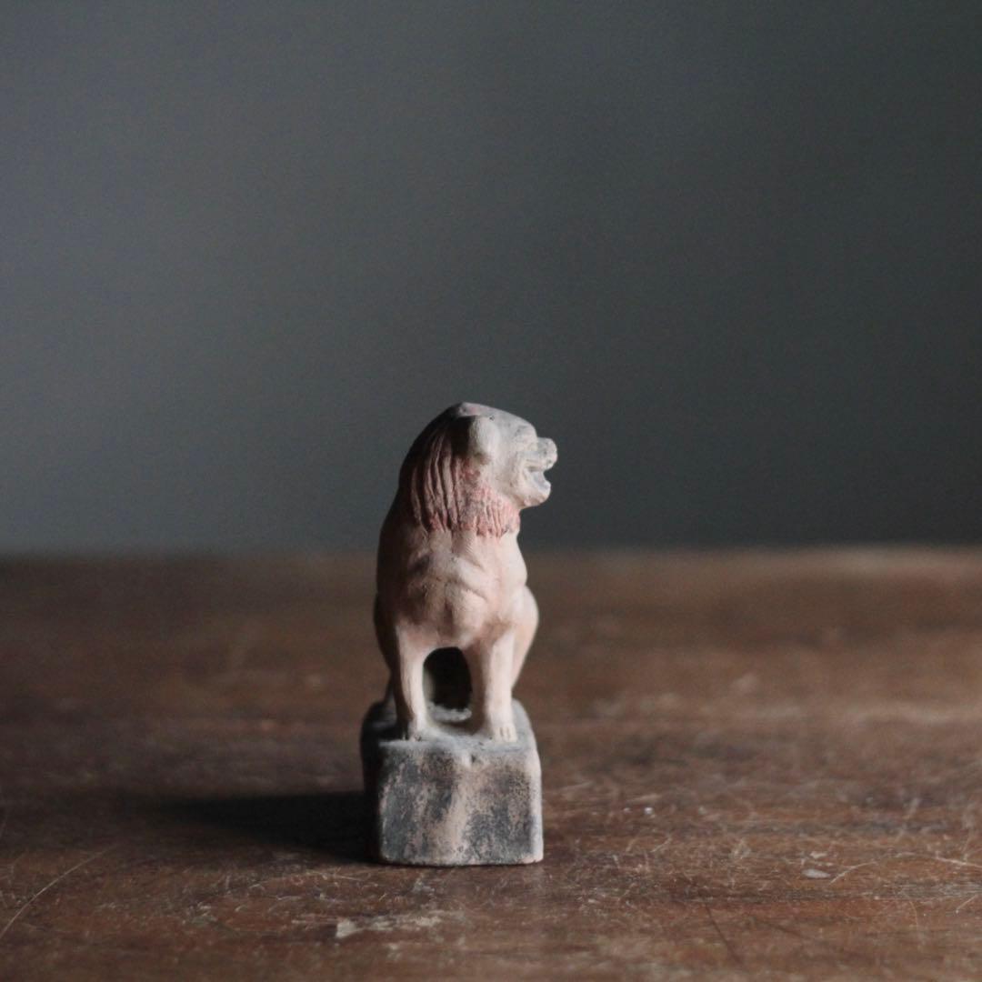 土人形 獅子 民芸 古道具 アンティーク 高さ約10cm オブジェ