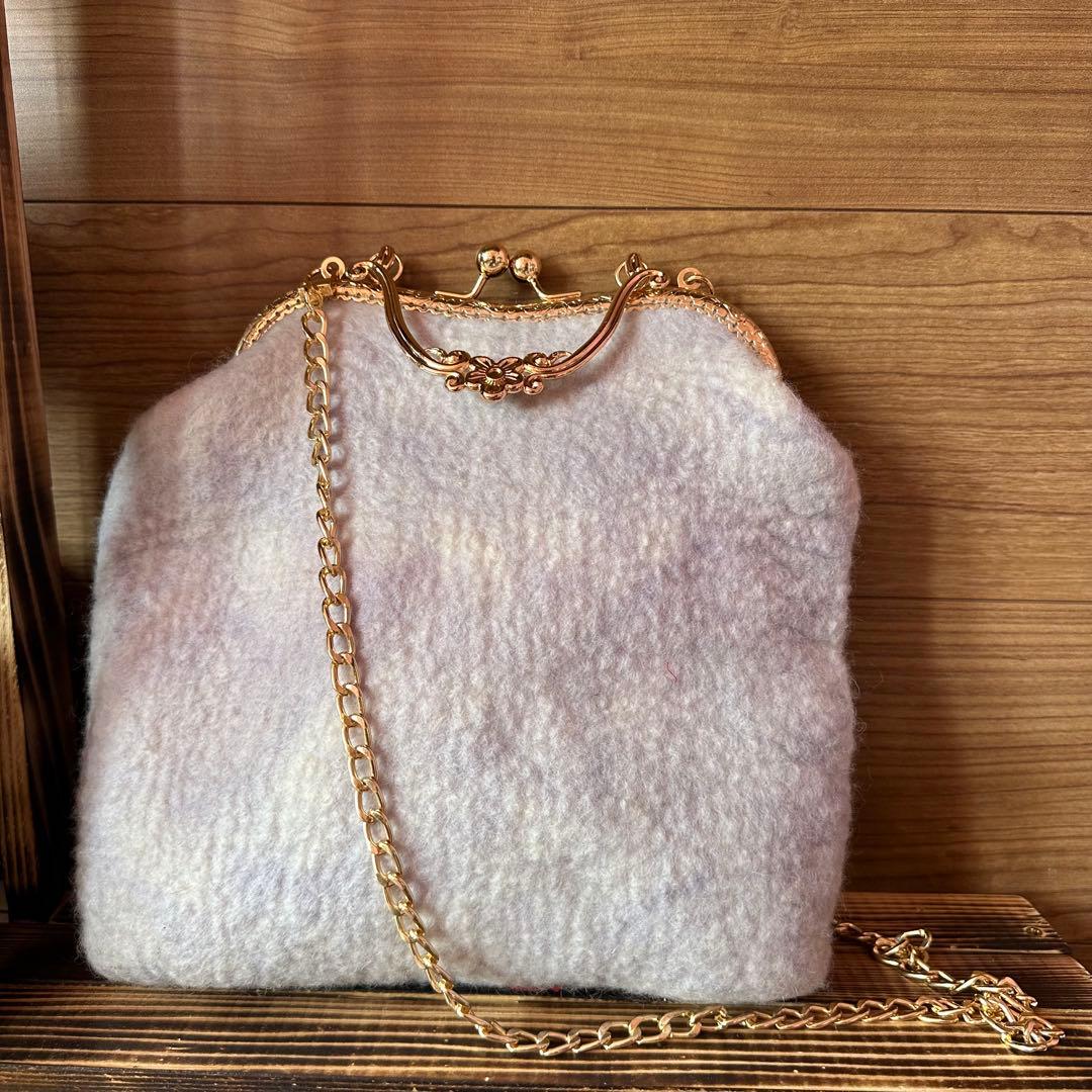 ウール100%ハンドメイドバッグ　迷い込んだティータイム