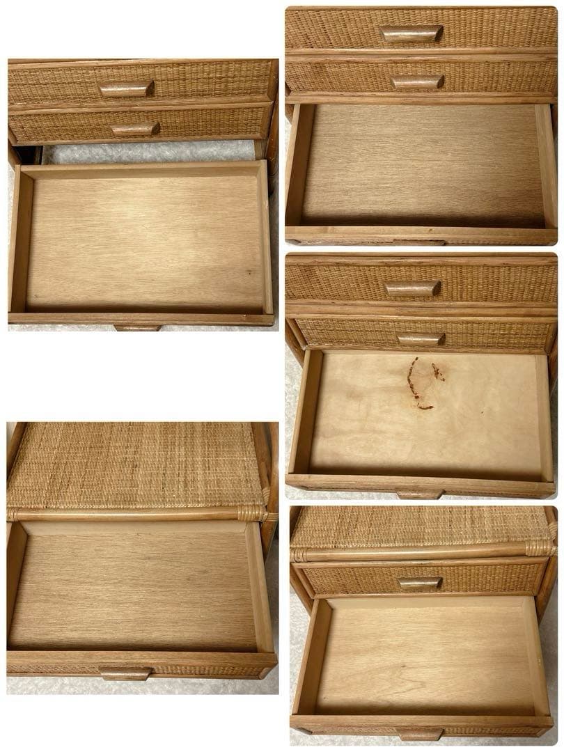 レトロ✨ ラタン チェスト 5段 籐 家具 アンティーク 棚 タンス 引き出し