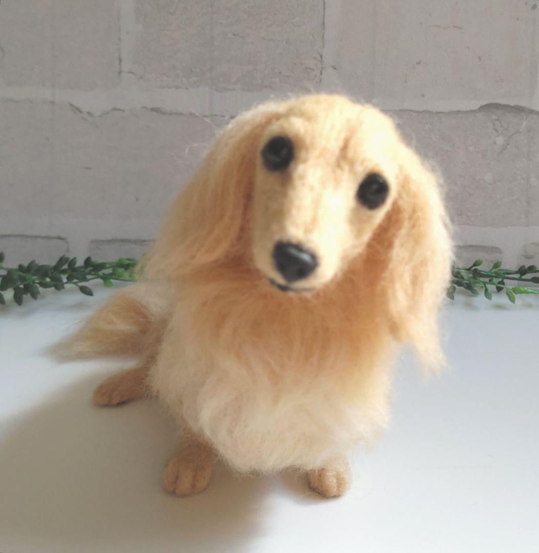 ミニチュアダックス♡クリーム・イエロー・薄めゴールド♡羊毛フェルト☆ハンドメイド