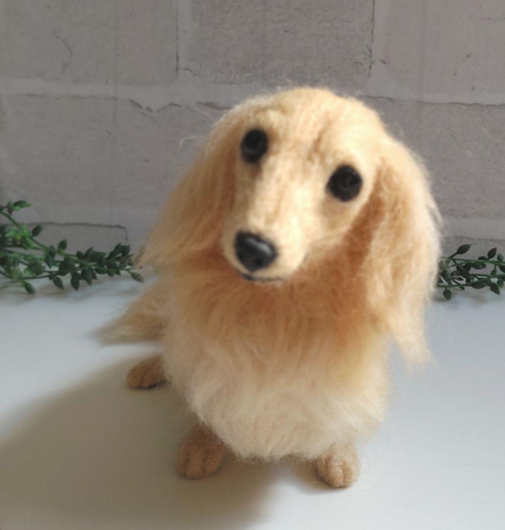 ミニチュアダックス♡クリーム・イエロー・薄めゴールド♡羊毛フェルト☆ハンドメイド