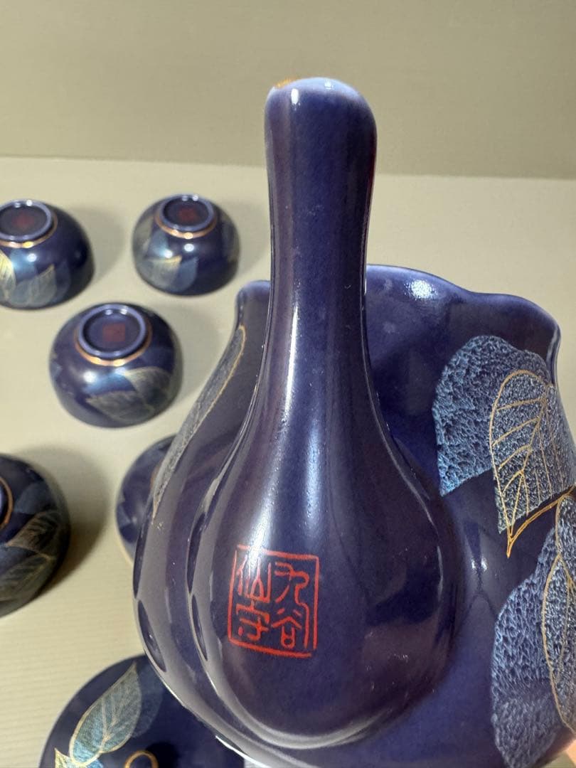 2265 九谷焼　茶器セット　急須1客　湯呑蓋付5客　未使用