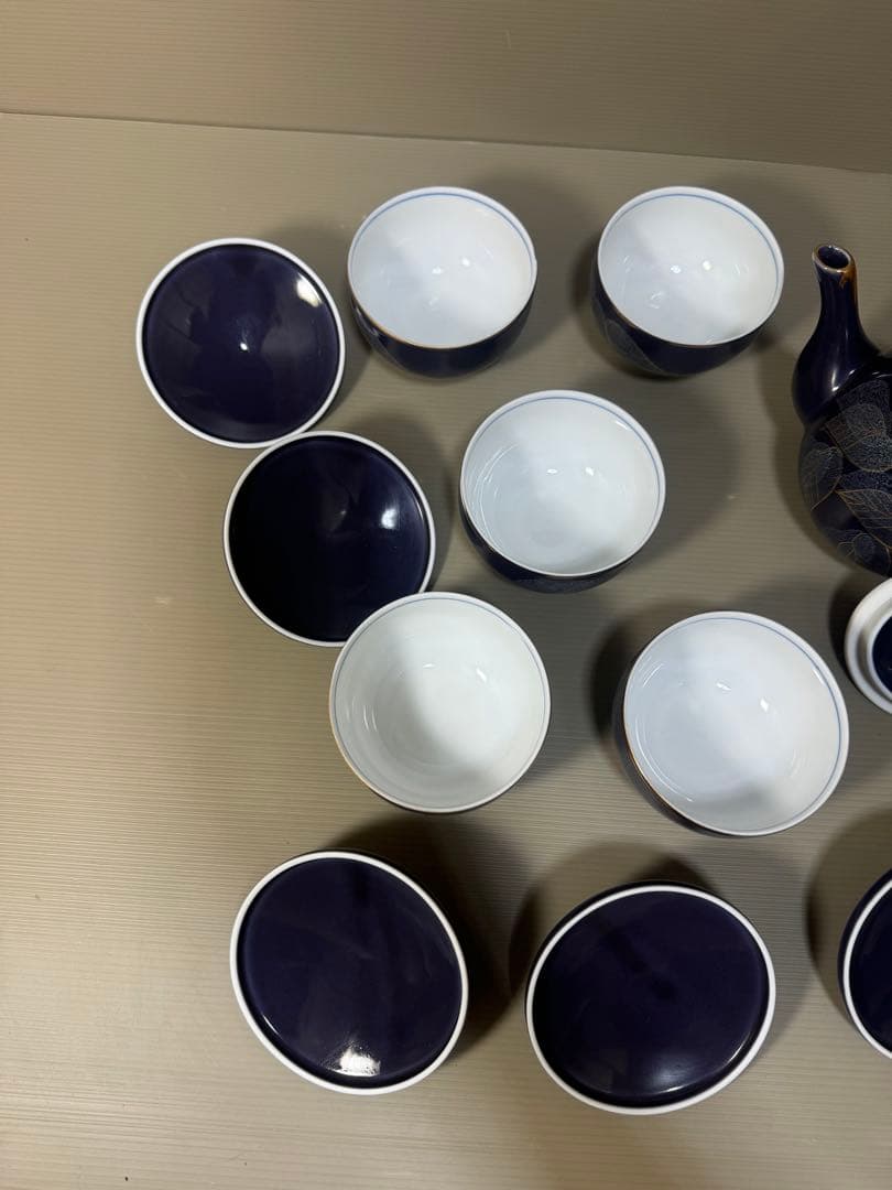 2265 九谷焼　茶器セット　急須1客　湯呑蓋付5客　未使用