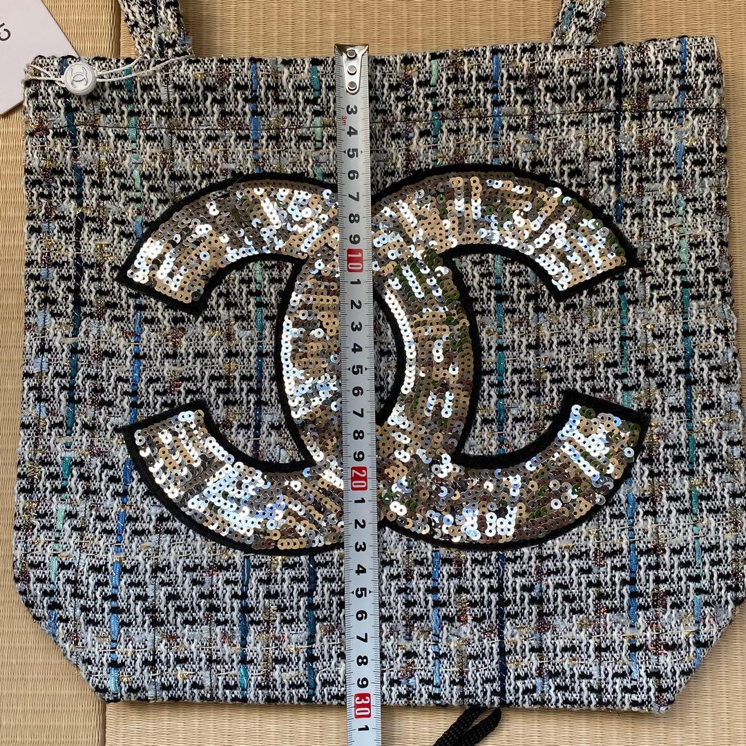 【未使用•少し難あり】シャネルノベルティ ツイード トートバッグ スパンコール