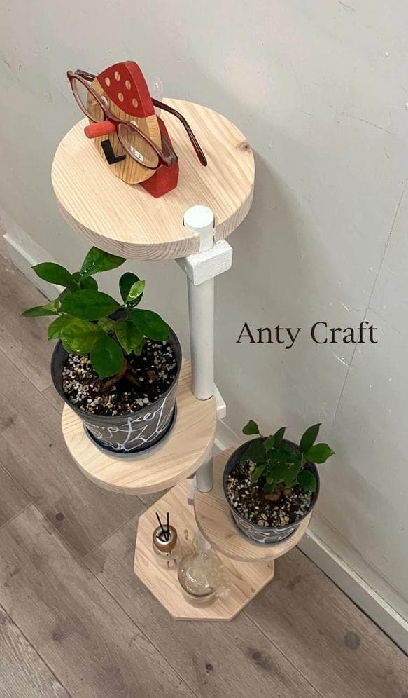 【引取可能】スタンドシェルフ 3段タイプ 飾り棚 花台 観葉植物 N/W 完成品