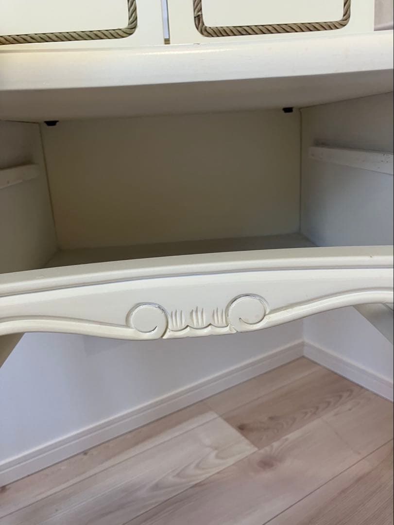 イタリア製アイボリー クラシック ドレッサー 三面鏡付き