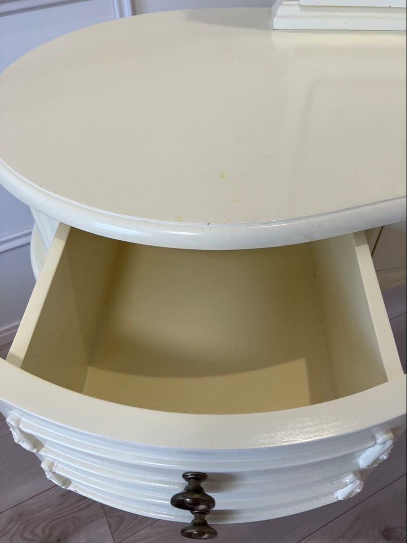 イタリア製アイボリー クラシック ドレッサー 三面鏡付き