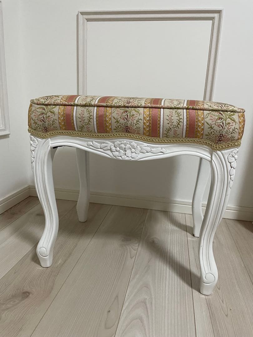 イタリア製アイボリー クラシック ドレッサー 三面鏡付き