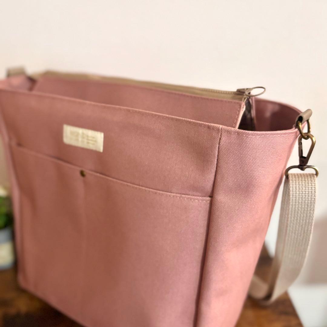 【LiSA】サイドポケット付きトートバッグL 倉敷8号帆布　ファスナー開閉