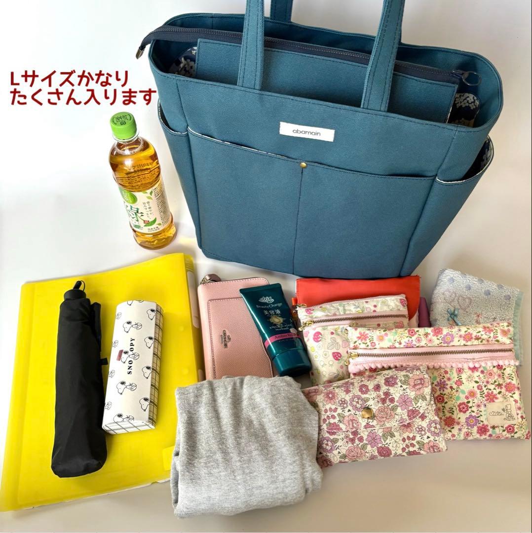 【LiSA】サイドポケット付きトートバッグL 倉敷8号帆布　ファスナー開閉