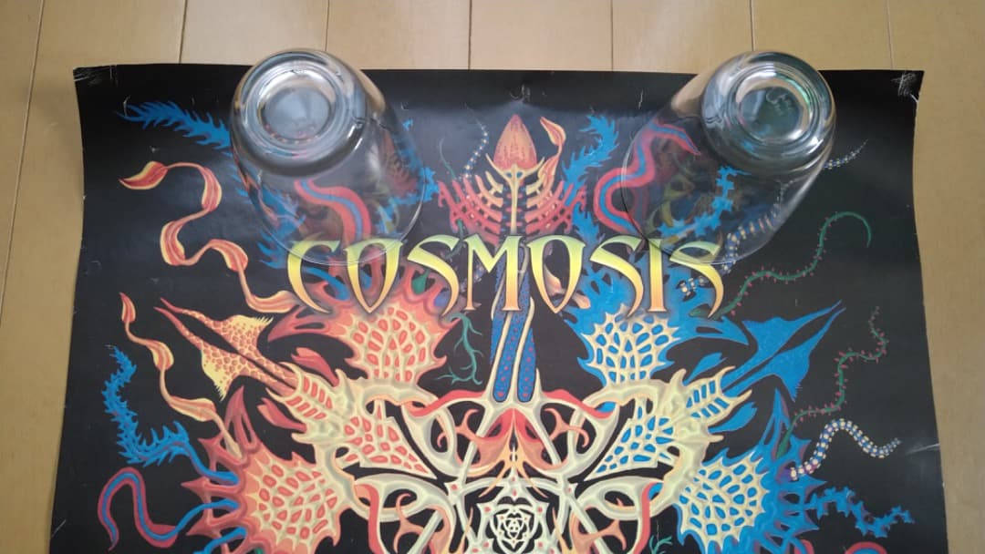 ゴアトランスの名盤 Cosmosis「Synergy」の宣伝用ポスターとおまけ