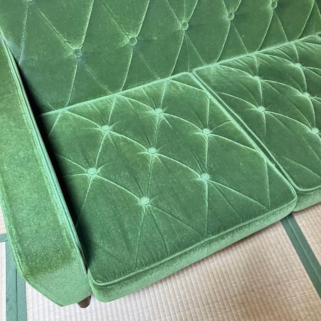 カリモク60 ロビーチェア 3シーター モケットグリーン