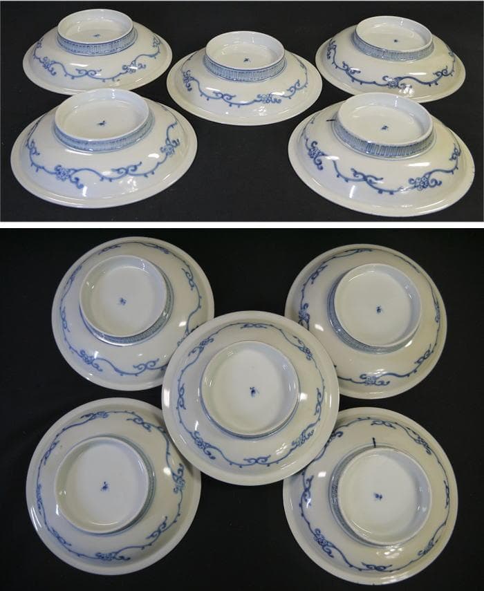 オールド香蘭社　桜柴垣文　五寸皿５客　大正～昭和初期　　傷ナシ　桜の季節に