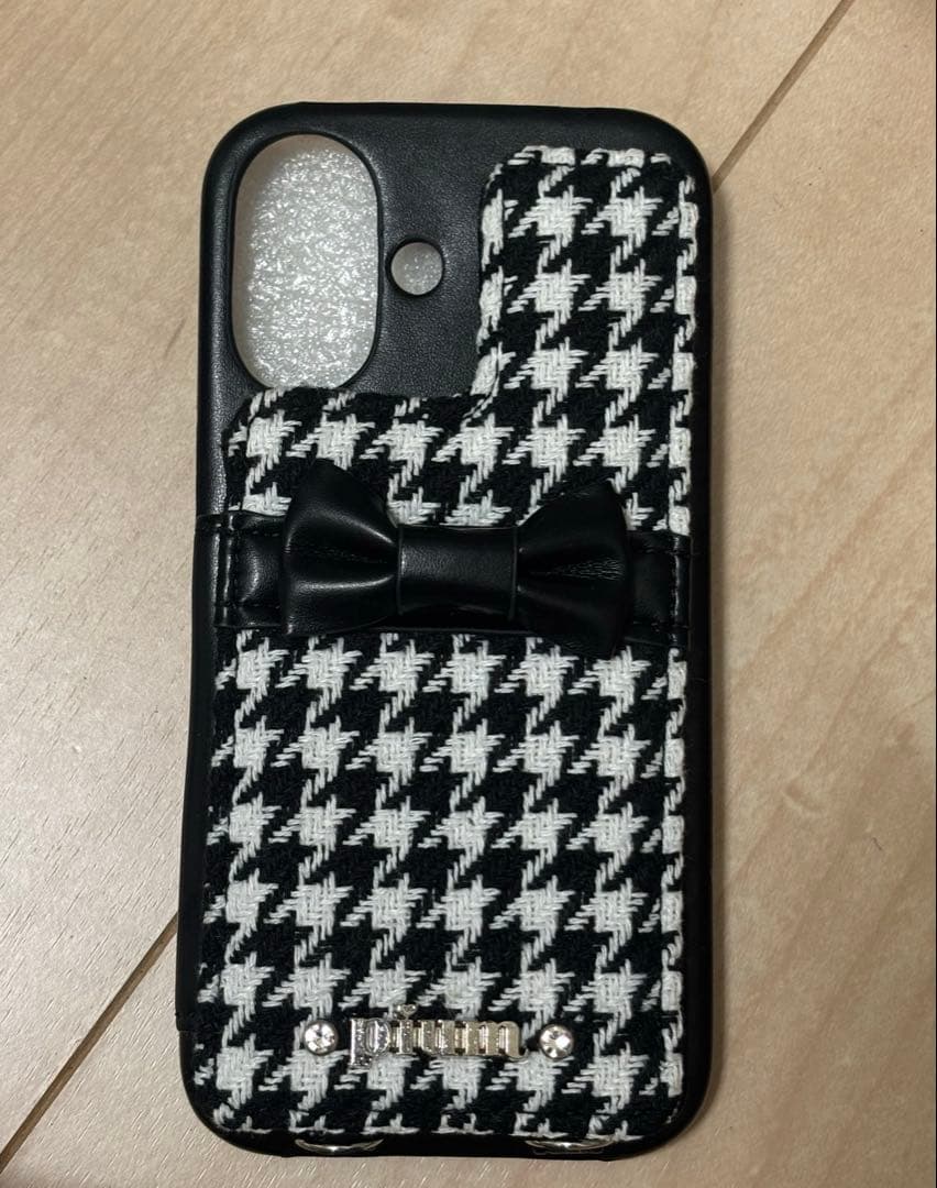 pium 千鳥柄フロントリボンiPhoneケース