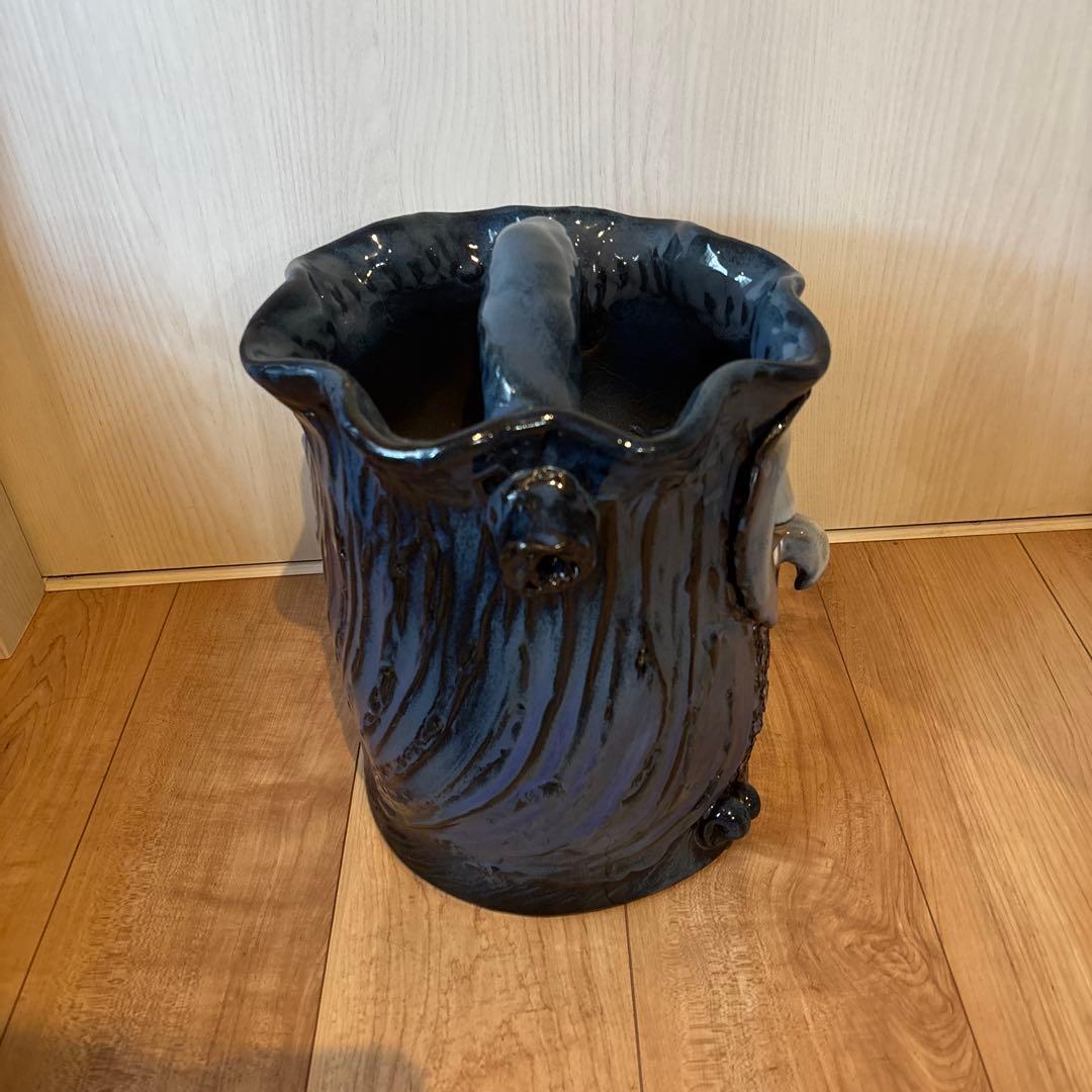 唐橋焼き　滋賀琵琶湖ブルー　ふくろう