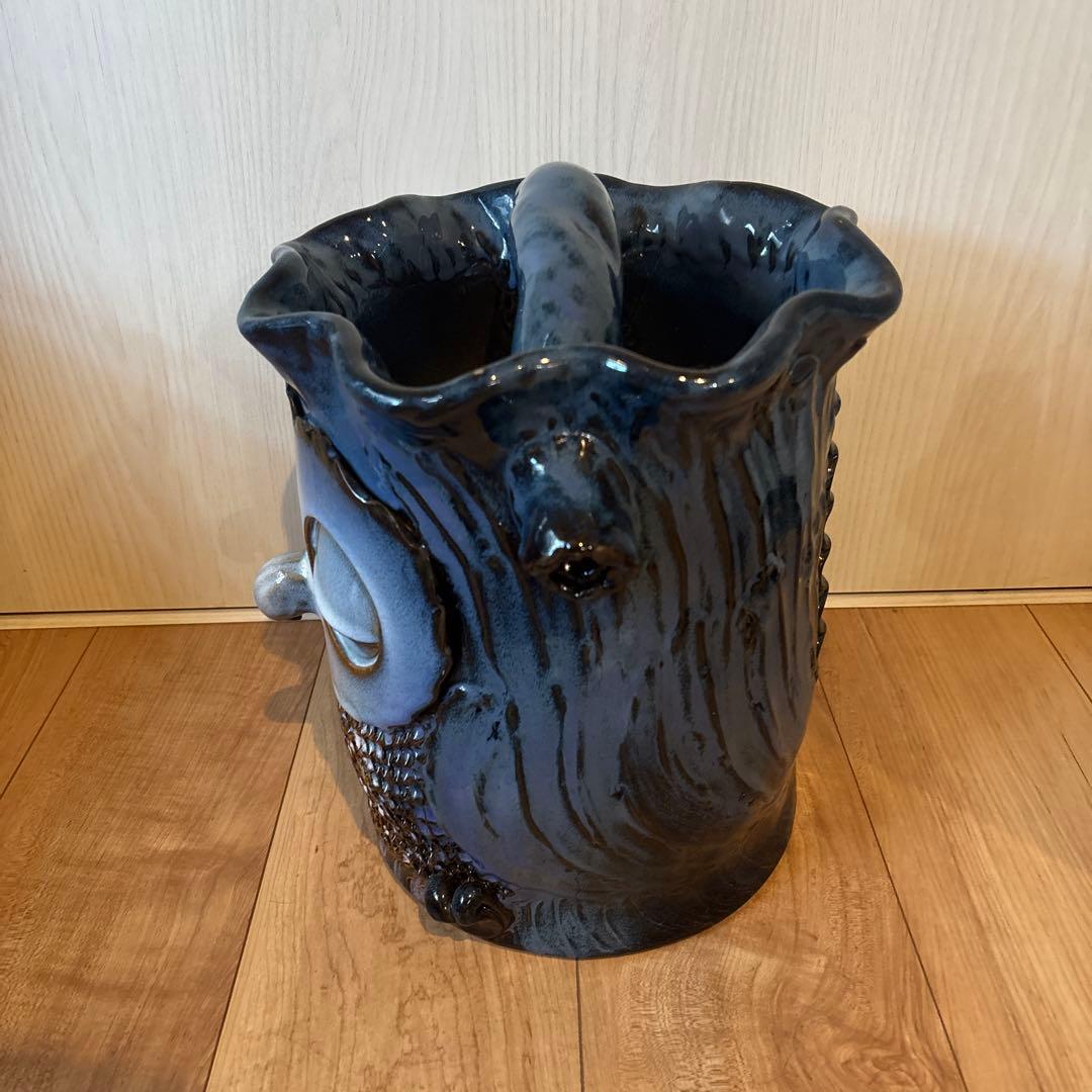 唐橋焼き　滋賀琵琶湖ブルー　ふくろう