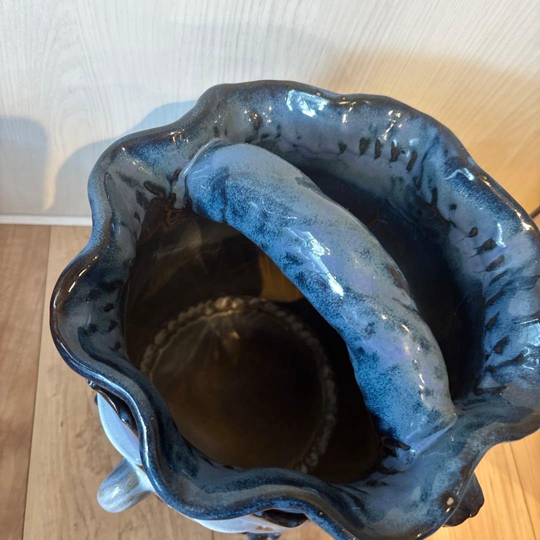 唐橋焼き　滋賀琵琶湖ブルー　ふくろう