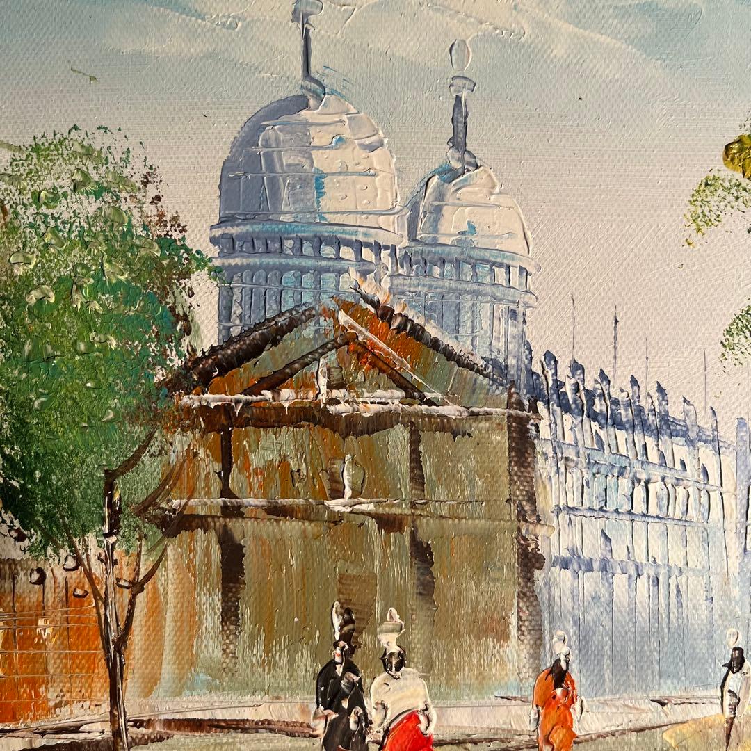 手書き油絵 パリの風景 額付 絵画 インテリア 油彩画