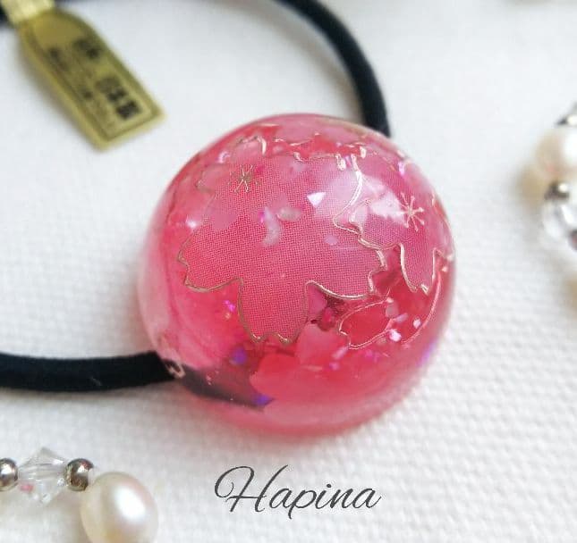 桜ピンクドームレジンヘアゴム