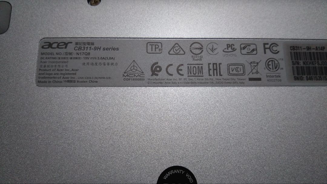 Acer Chromebook シルバー