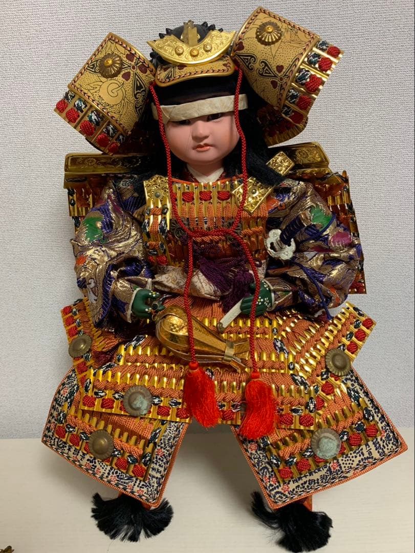 狭山清玉作 子供大将11号 五月人形 武者人形 鎧兜 毛皮付