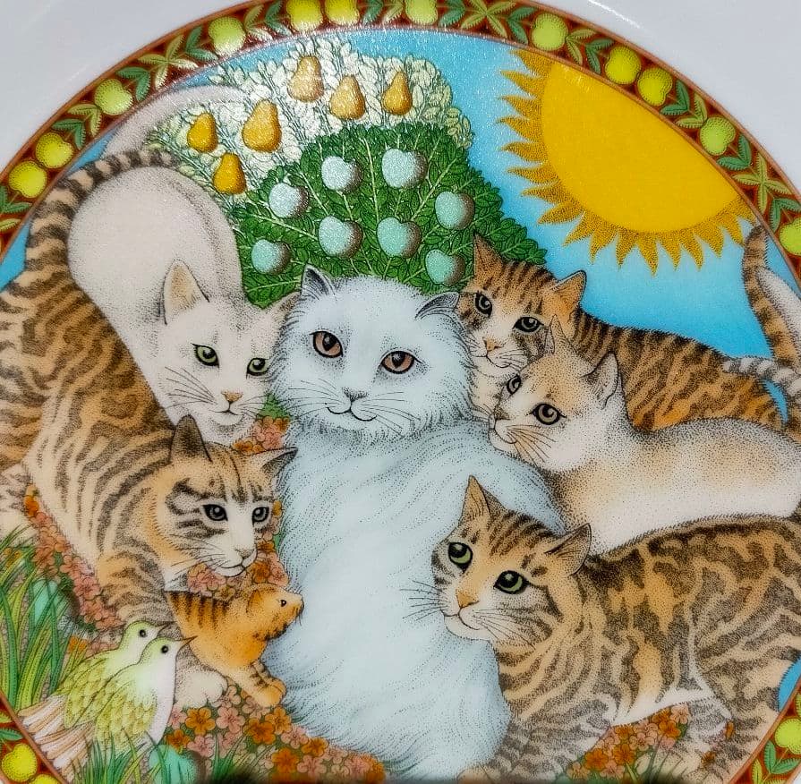 フランクリンポーセリン　5枚セット　丸皿　21センチ　猫柄