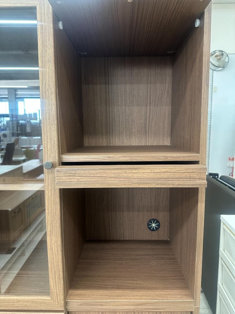 ニトリ　フラップ扉本棚　キャビネット　ビブリオGD80 MBR　ブラウン