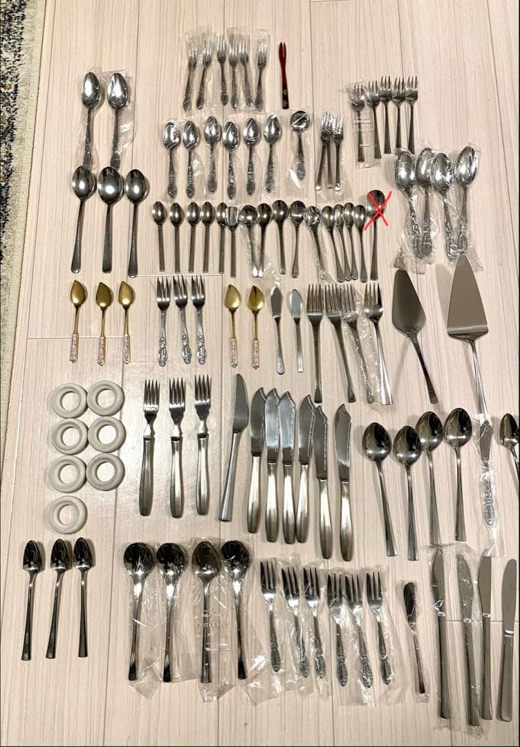 フォーク ナイフ スプーン 箸置き 108点 カトラリー セット まとめ売り 銀