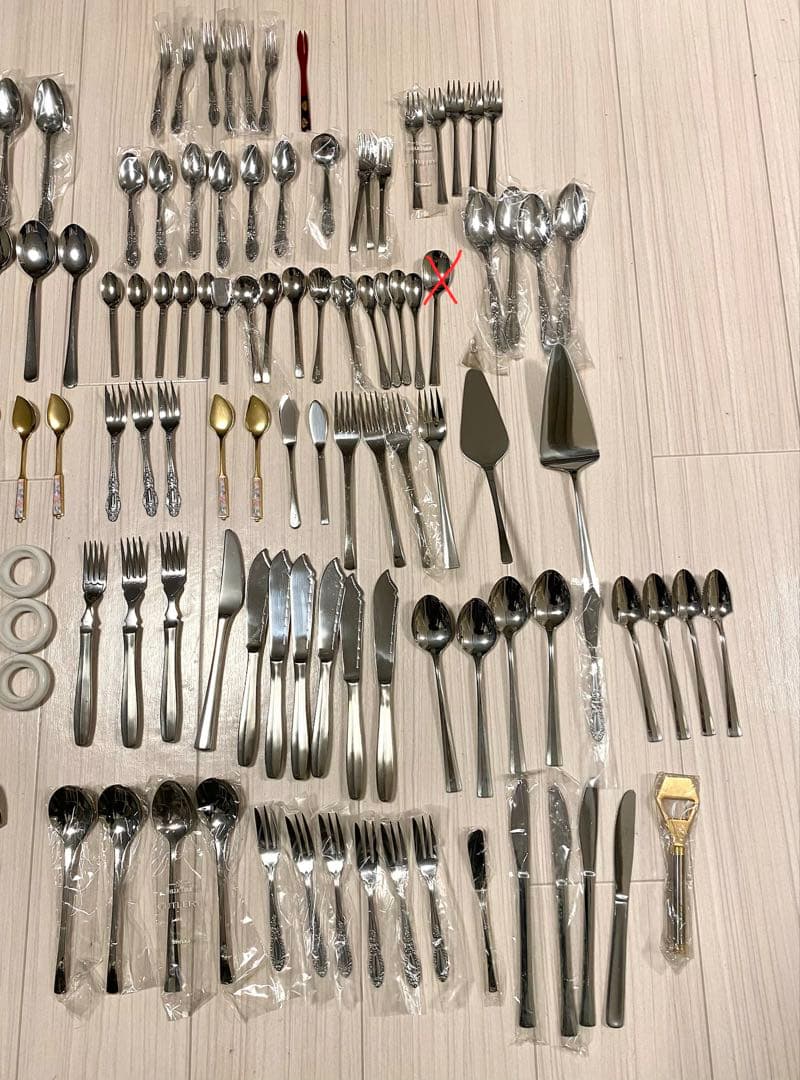 フォーク ナイフ スプーン 箸置き 108点 カトラリー セット まとめ売り 銀