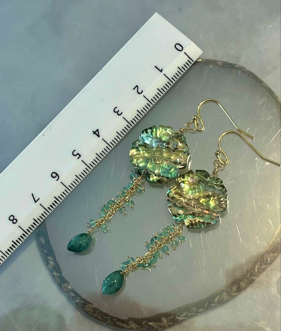 SALE14kgfアバロン×水晶×マザオパトリプレットフラワーカービング