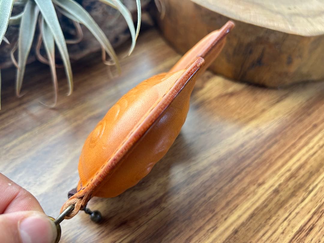 ２個セット♪【栃木レザー】本革たい焼き型ミニポーチ｜小物・小銭入れ｜ハンドメイド