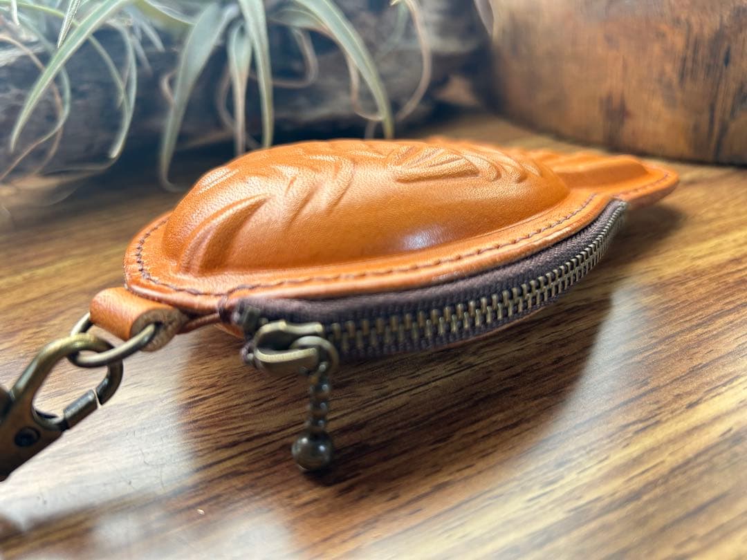 ２個セット♪【栃木レザー】本革たい焼き型ミニポーチ｜小物・小銭入れ｜ハンドメイド