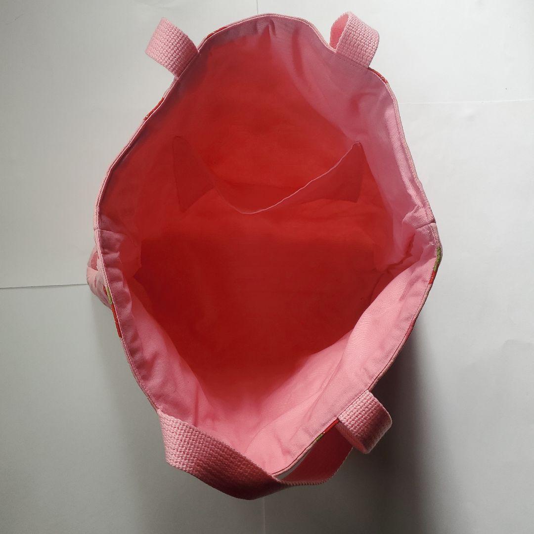 いちご柄ピンクトートバッグ