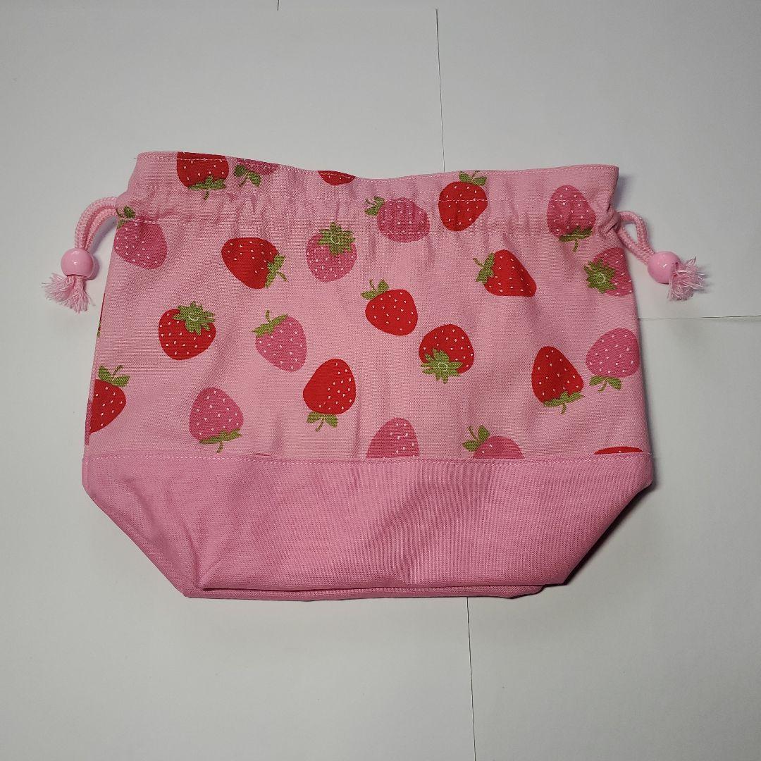 いちご柄ピンクトートバッグ
