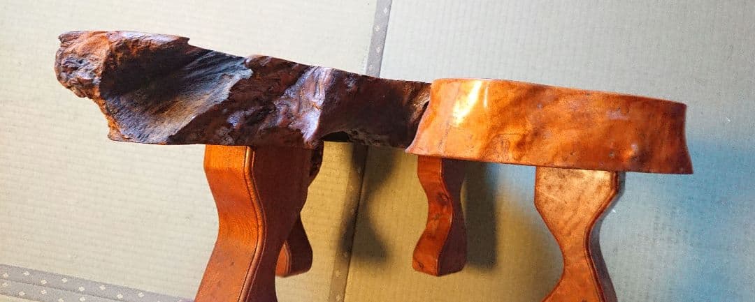 1点物 光沢と木目が美しい ケヤキ座卓 欅 ちゃぶ台 床の間 盆栽飾り台 和室@