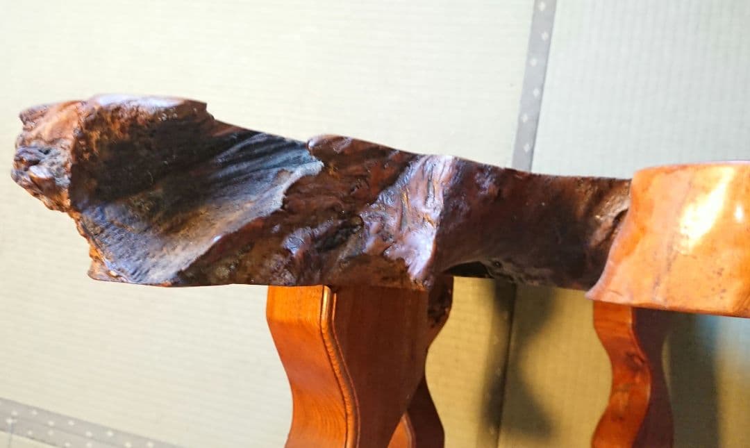 1点物 光沢と木目が美しい ケヤキ座卓 欅 ちゃぶ台 床の間 盆栽飾り台 和室@