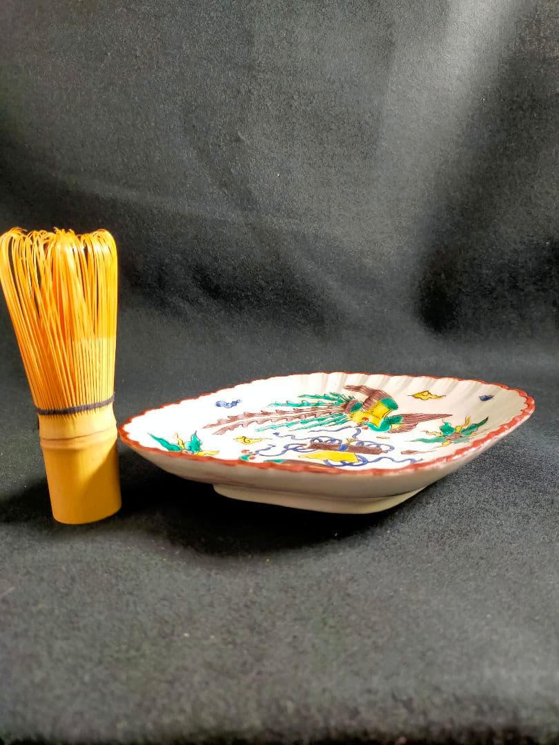 K-48/角福/九谷色絵鳳凰宝物文菱形皿5枚