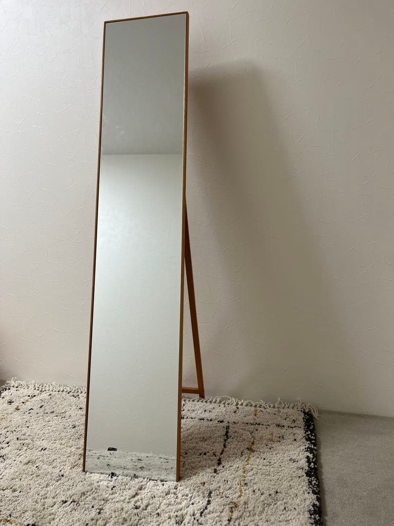 木製スタンドミラー 縦長 ナチュラル