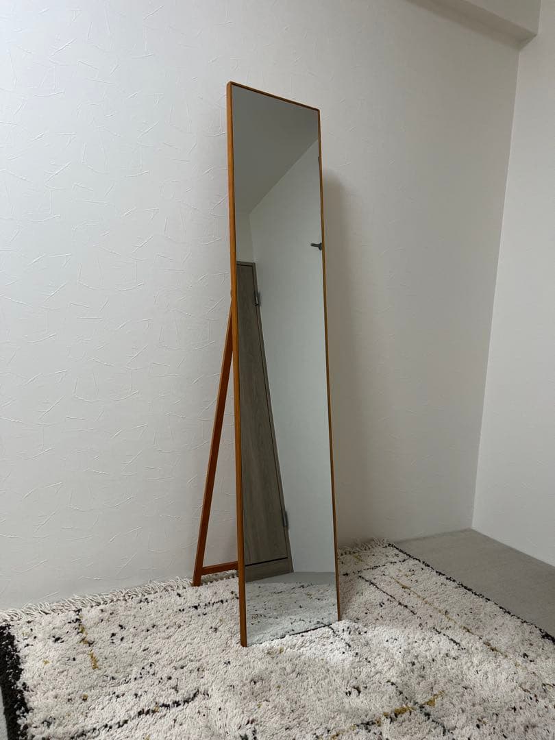木製スタンドミラー 縦長 ナチュラル