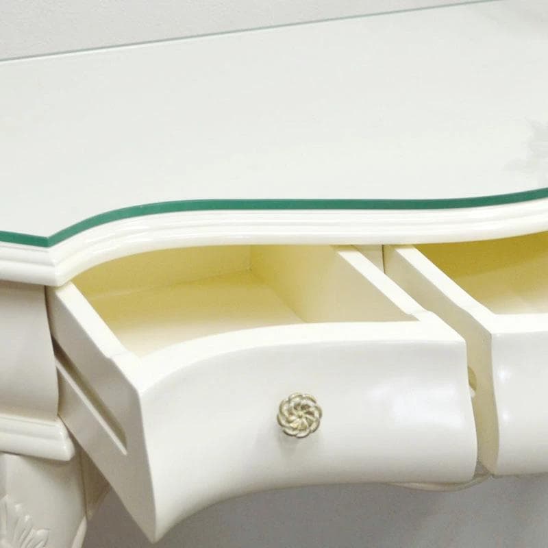 マホガニー コンソール デスク 棚 PCデスク 机 ホワイト サイドボード 飾棚