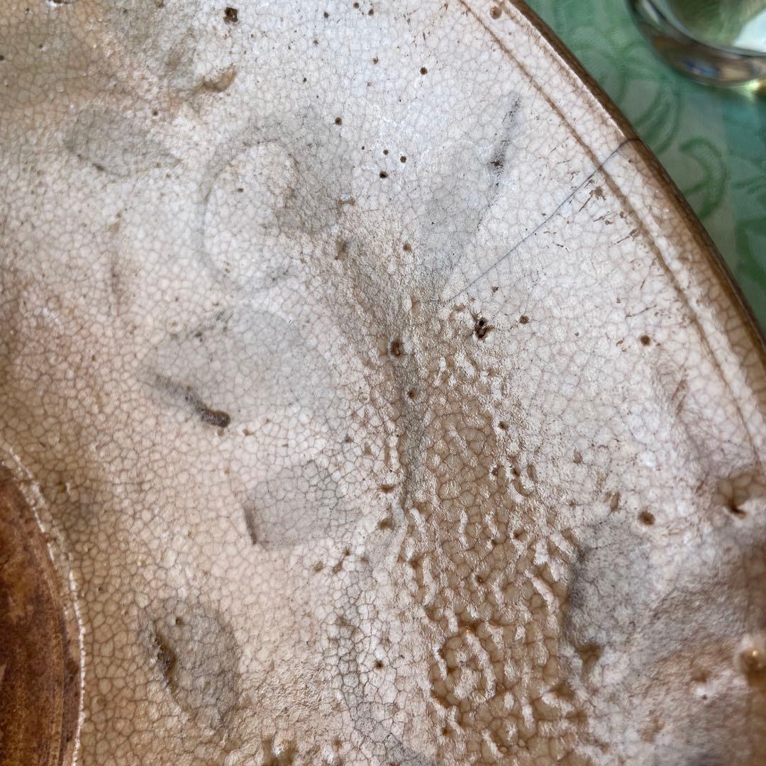 希少 骨董 安南焼　草花文大鉢 絞り手 染付 呉須 菓子鉢 民藝 時代物