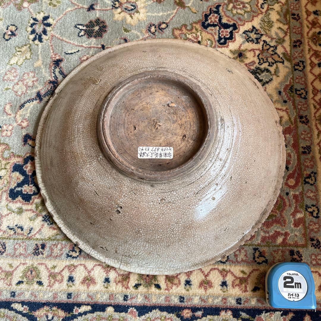 希少 骨董 安南焼　草花文大鉢 絞り手 染付 呉須 菓子鉢 民藝 時代物