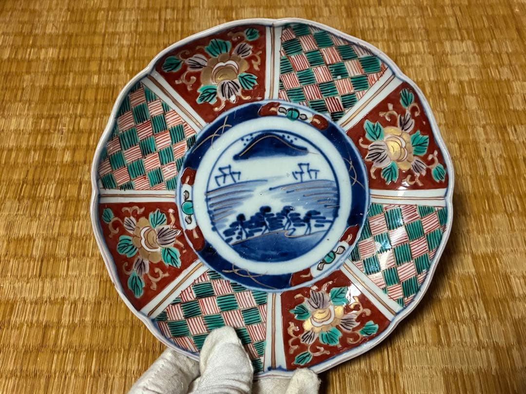 古伊万里 伊万里 染付 色絵 金彩 中皿 六枚 まとめて 時代物 印あり