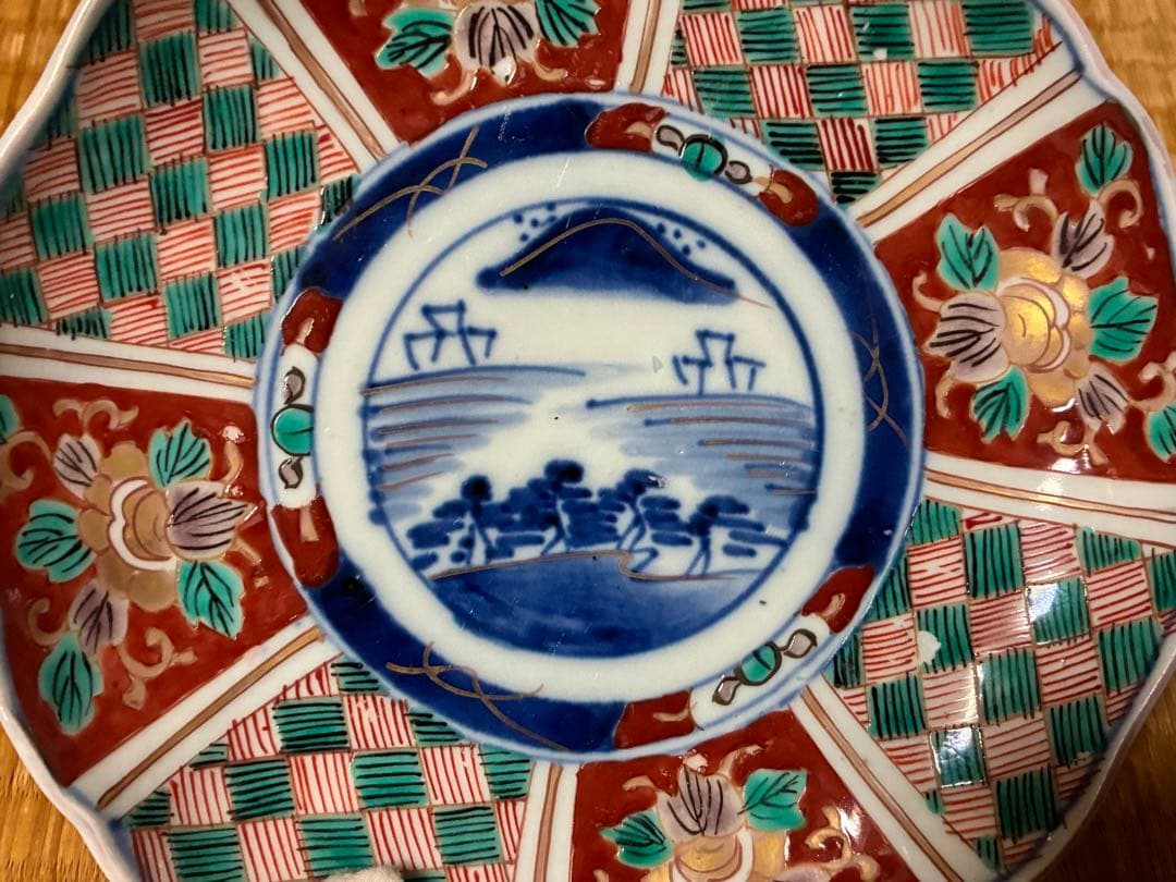 古伊万里 伊万里 染付 色絵 金彩 中皿 六枚 まとめて 時代物 印あり