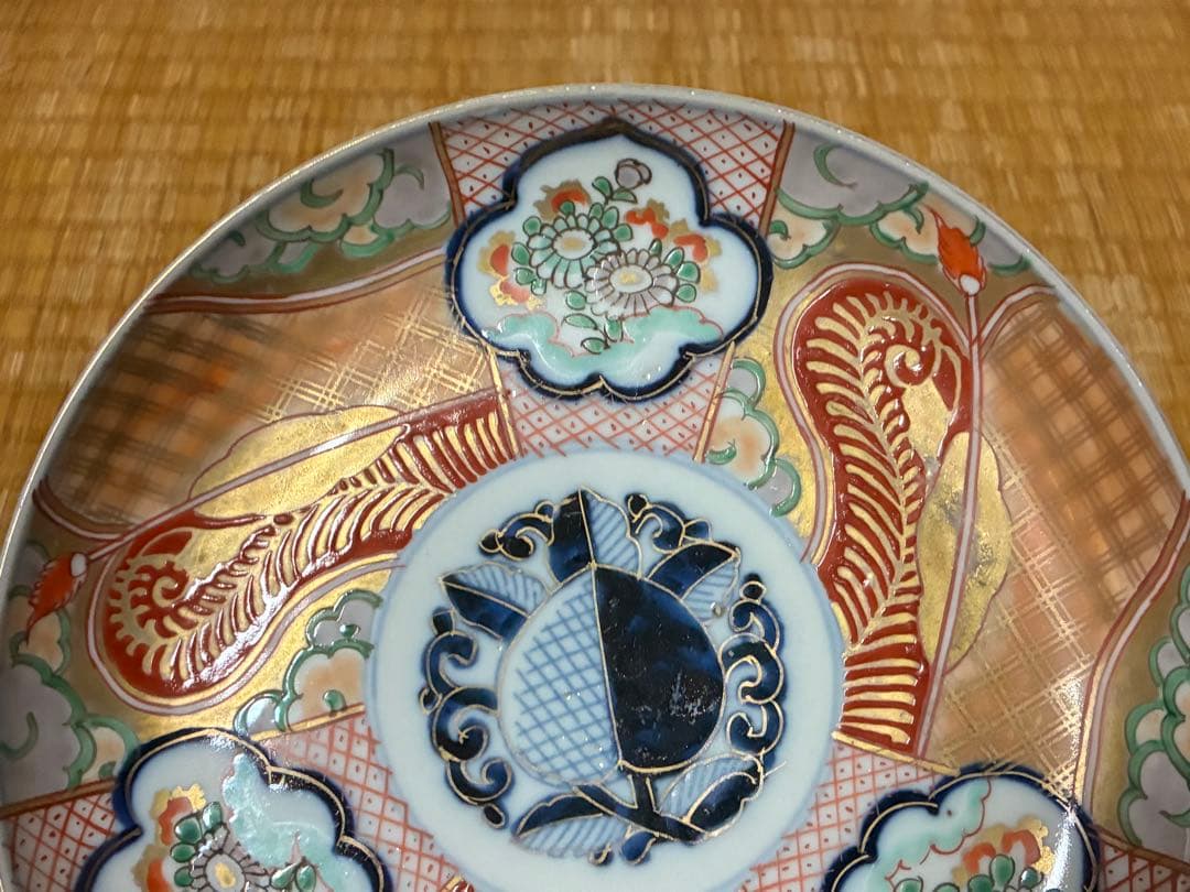 古伊万里 伊万里 染付 色絵 金彩 中皿 六枚 まとめて 時代物 印あり