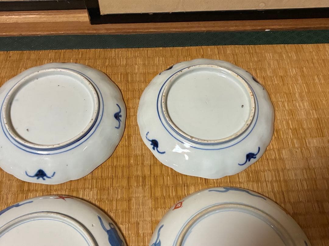 古伊万里 伊万里 染付 色絵 金彩 中皿 六枚 まとめて 時代物 印あり