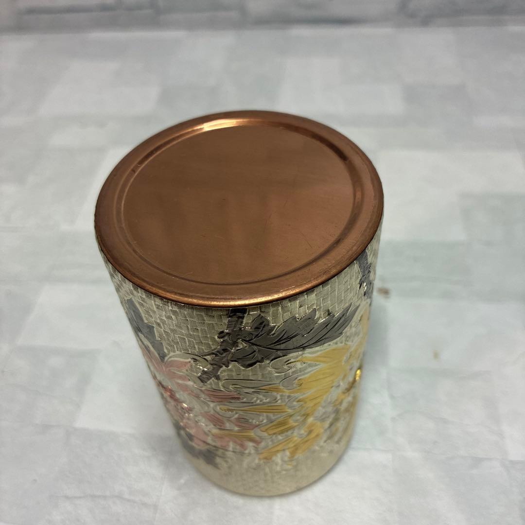 警察マーク 刻印 非売品 高級茶筒 純銅彫金 茶筒 専用木箱付き